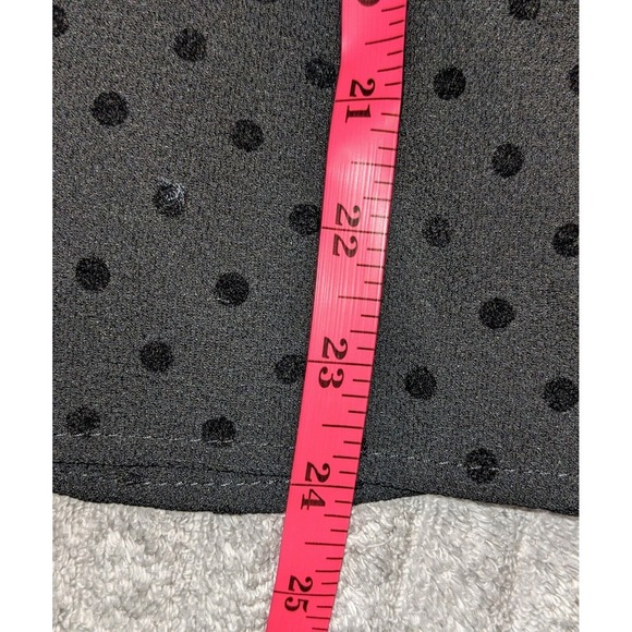 Tyche Black‎ Polka Dot Blouse Bell Sleeve V Neck Elegant Lightweight Top Size M - Picture 7 of 8